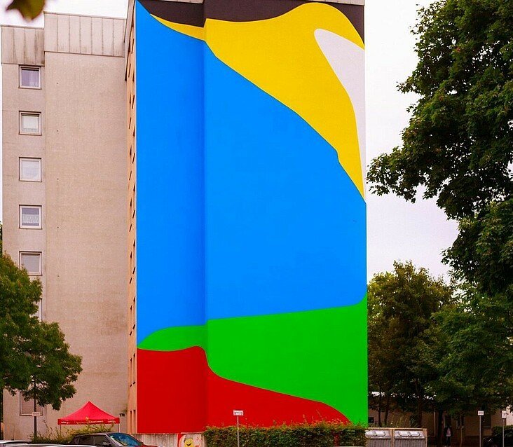 Mural mit kräftigen Farben in Mülheim