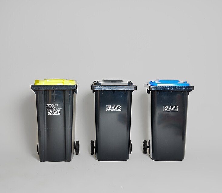 Kommt der Müll in die Gelbe, Graue oder Blaue Tonne?